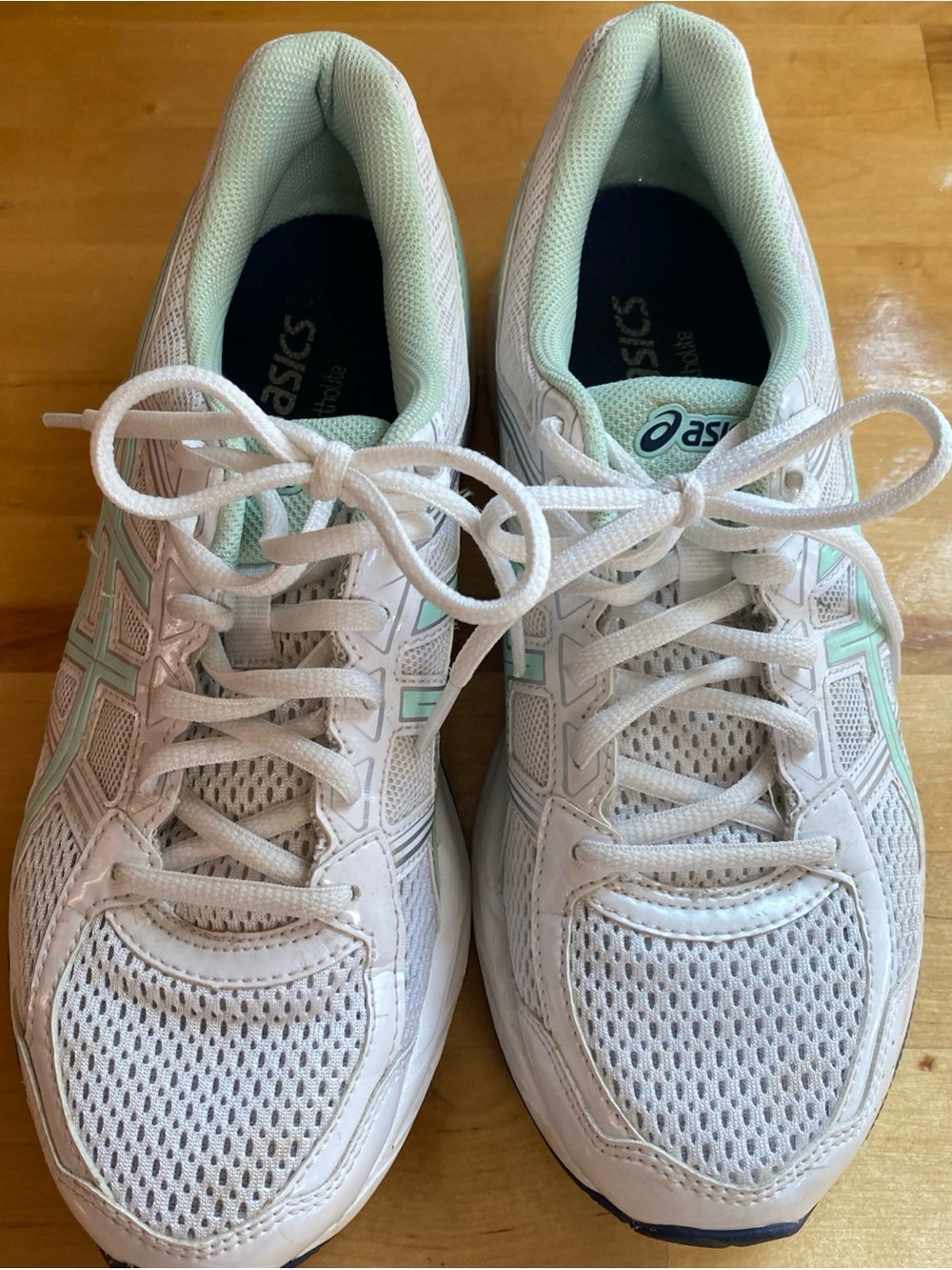 ASICS White Running Shoes with Mint Accents